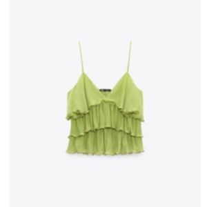 Zara Pleated Ruffle Top - Lime Green